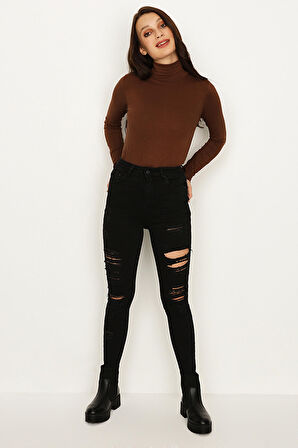 Kadın Yırtık Detaylı Skinny Jeans