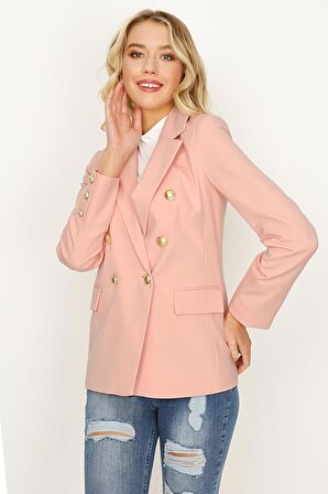Kadın Gold Düğmeli Blazer Ceket