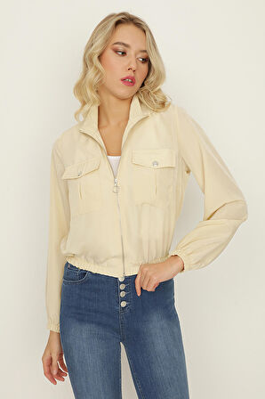 Kadın Önden Fermuarlı İnce Ceket