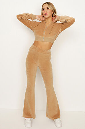 Kadın Kadife İspanyol Paça Rahat Pantolon