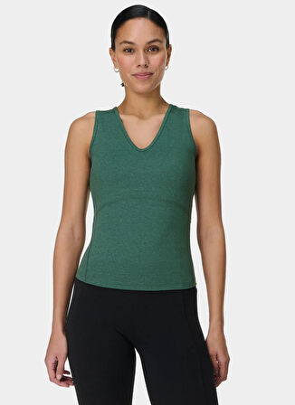 SB9883B-12837 GAIA V-NECK TANK Yeşil U Yaka Regular Fit  Kadın Atlet