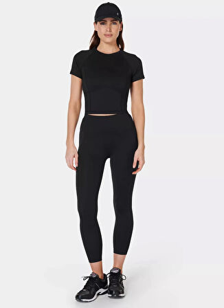 SB10169-001 ALL DAY CROPPED T-SHIRT Siyah Bisiklet Yaka Slim Fit  Kadın T-Shirt