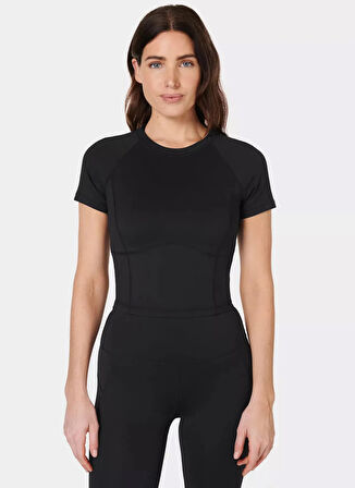 SB10169-001 ALL DAY CROPPED T-SHIRT Siyah Bisiklet Yaka Slim Fit  Kadın T-Shirt