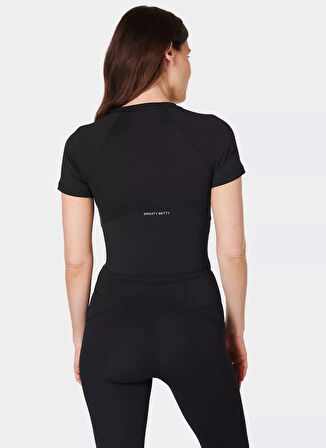 SB10169-001 ALL DAY CROPPED T-SHIRT Siyah Bisiklet Yaka Slim Fit  Kadın T-Shirt