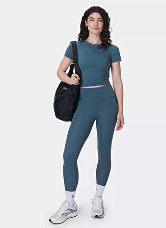 SB10169-6636 ALL DAY CROPPED T-SHIR Mavi Bisiklet Yaka Slim Fit  Kadın T-Shirt