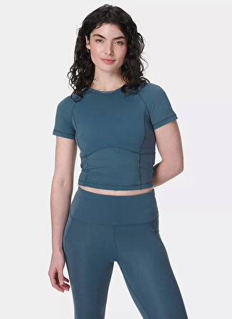 SB10169-6636 ALL DAY CROPPED T-SHIR Mavi Bisiklet Yaka Slim Fit  Kadın T-Shirt