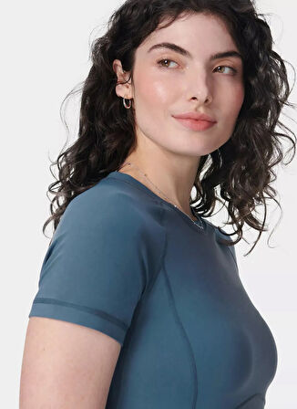 SB10169-6636 ALL DAY CROPPED T-SHIR Mavi Bisiklet Yaka Slim Fit  Kadın T-Shirt