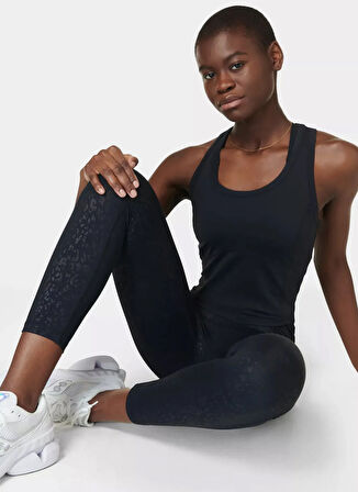 SB10170-001 ALL DAY CROPPED TANK Siyah U Yaka   Kadın Atlet