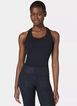 SB10170-001 ALL DAY CROPPED TANK Siyah U Yaka   Kadın Atlet