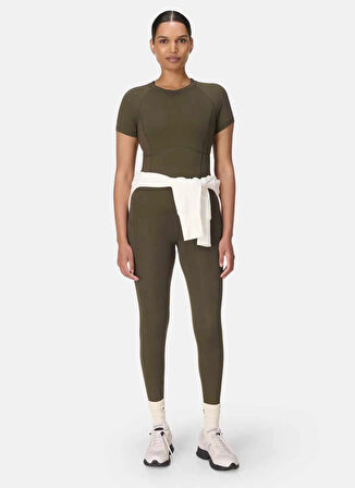 Sweaty Betty SB10169-301 ALL DAY CROPPED t-shirt Yeşil Bisiklet Yaka Normal Düz Kadın T-Shirt