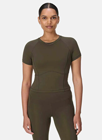 Sweaty Betty SB10169-301 ALL DAY CROPPED t-shirt Yeşil Bisiklet Yaka Normal Düz Kadın T-Shirt