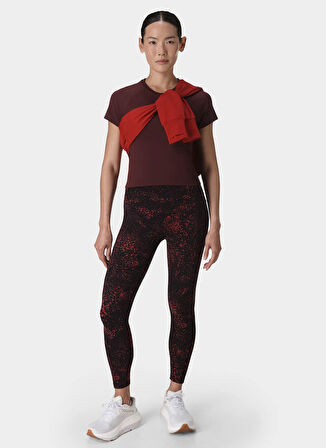 Sweaty Betty SB10127-601 ATHLETE CROP SEAMLESS W Bordo Bisiklet Yaka Normal Düz Kadın T-Shirt