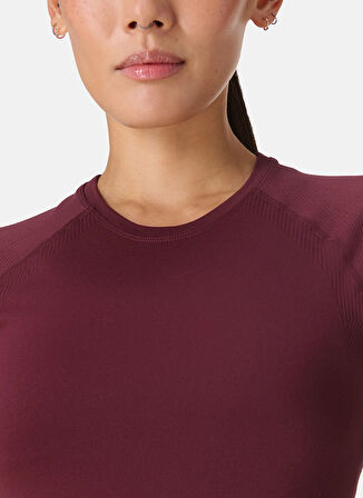 Sweaty Betty SB10127-601 ATHLETE CROP SEAMLESS W Bordo Bisiklet Yaka Normal Düz Kadın T-Shirt