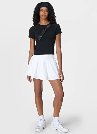 Sweaty Betty SB10127-001 ATHLETE CROP SEAMLESS W Siyah Bisiklet Yaka Normal Düz Kadın T-Shirt