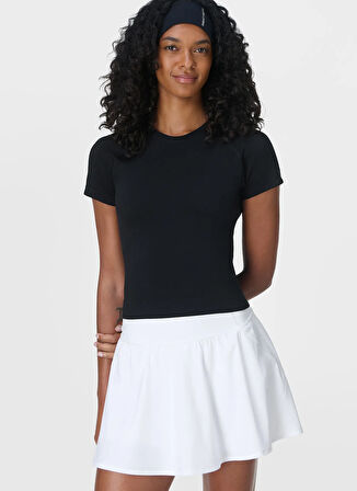Sweaty Betty SB10127-001 ATHLETE CROP SEAMLESS W Siyah Bisiklet Yaka Normal Düz Kadın T-Shirt