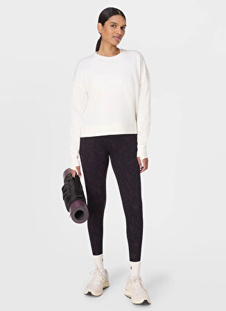 Sweaty Betty SB10232-100 AFTER CLASS CROP SWEATS Beyaz Bisiklet Yaka Normal Düz Kadın Sweatshırt