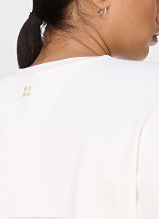 Sweaty Betty SB10232-100 AFTER CLASS CROP SWEATS Beyaz Bisiklet Yaka Normal Düz Kadın Sweatshırt