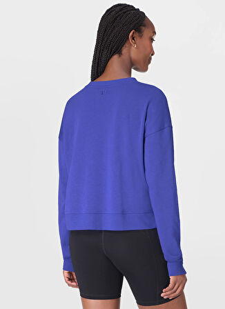 Sweaty Betty SB10232-400 AFTER CLASS CROP SWEATS Mavi Bisiklet Yaka Normal Düz Kadın Sweatshırt