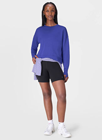 Sweaty Betty SB10232-400 AFTER CLASS CROP SWEATS Mavi Bisiklet Yaka Normal Düz Kadın Sweatshırt