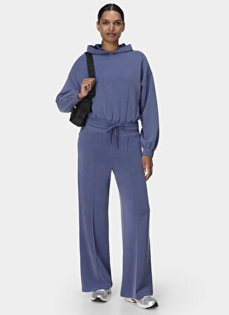 Sweaty Betty SB9401-400 SAND WASH CLOUDWEIGHT CR Mavi Kapüşon Yaka Normal Düz Kadın Sweatshırt