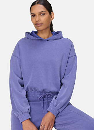 Sweaty Betty SB9401-400 SAND WASH CLOUDWEIGHT CR Mavi Kapüşon Yaka Normal Düz Kadın Sweatshırt