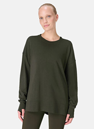 Sweaty Betty SB10386-301 AFTER CLASS LONGLINE SW Yeşil Bisiklet Yaka Normal Düz Kadın Sweatshırt