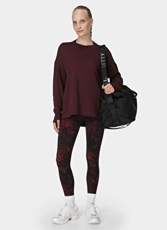 Sweaty Betty SB10386-601 AFTER CLASS LONGLINE SW Bordo Bisiklet Yaka Normal Düz Kadın Sweatshırt