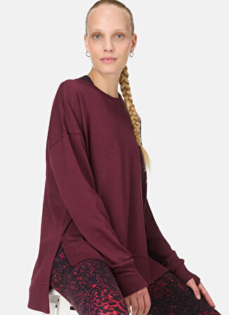 Sweaty Betty SB10386-601 AFTER CLASS LONGLINE SW Bordo Bisiklet Yaka Normal Düz Kadın Sweatshırt