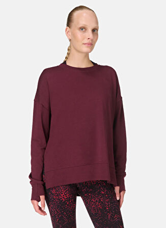 Sweaty Betty SB10386-601 AFTER CLASS LONGLINE SW Bordo Bisiklet Yaka Normal Düz Kadın Sweatshırt