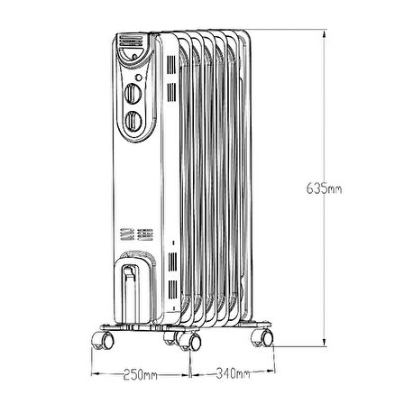 BLYSS 7 DİLİMLİ YAĞLI RADYATÖR 1500W HD907