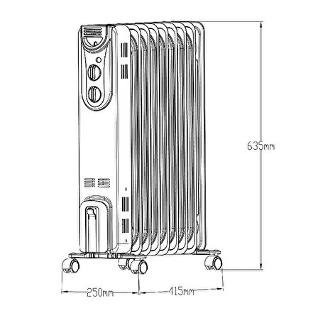 BLYSS 9 DİLİMLİ YAĞLI RADYATÖR 2000W HD907