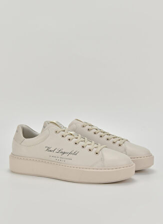 KARL LAGERFELD Ekru Erkek Deri Sneaker MAXI KUP Hotel Karl Lo Lace