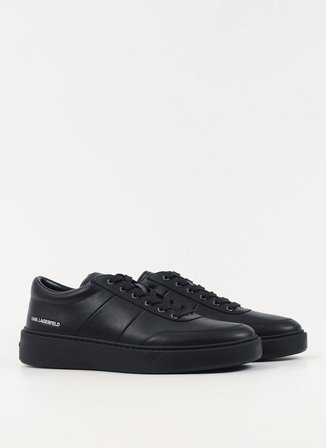 KARL LAGERFELD Siyah Erkek Deri Sneaker FLINT II U-Front Lo Lace