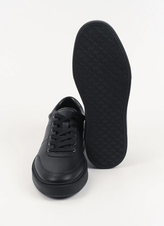 KARL LAGERFELD Siyah Erkek Deri Sneaker FLINT II U-Front Lo Lace