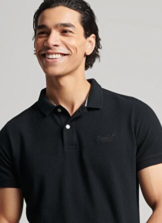 Superdry Düz Siyah Erkek Polo T-Shirt M1110343A02A_CLASSIC PIQUE POLO