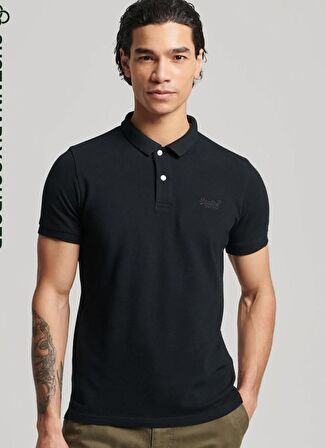 Superdry Düz Siyah Erkek Polo T-Shirt M1110343A02A_CLASSIC PIQUE POLO