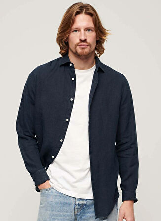 Superdry Normal Lacivert Düz Erkek Gömlek M4010607A11S_STUDIOS CASUAL LINEN L