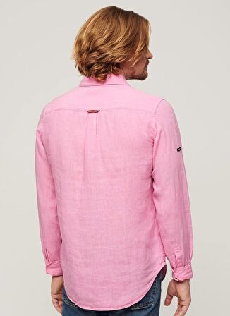 Superdry Normal Pembe Düz Erkek Gömlek M4010607ATZJ_STUDIOS CASUAL LINEN L