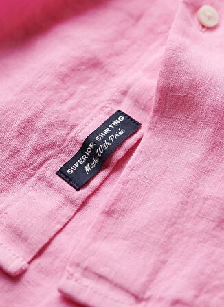 Superdry Normal Pembe Düz Erkek Gömlek M4010607ATZJ_STUDIOS CASUAL LINEN L