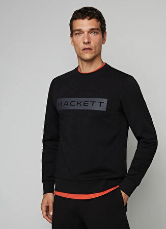 Hackett Bisiklet Yaka Siyah Erkek Sweatshırt HM581166