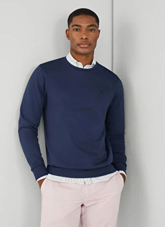 Hackett Bisiklet Yaka Lacivert Erkek Sweatshırt HM581165