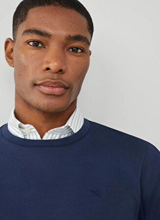 Hackett Bisiklet Yaka Lacivert Erkek Sweatshırt HM581165
