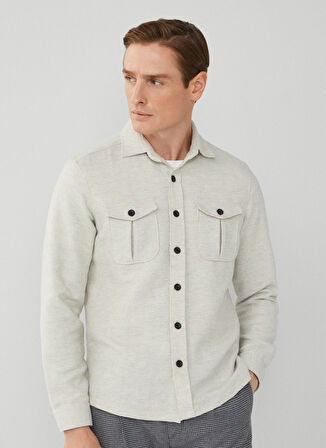 Gri Erkek Slim Fit Gömlek Ceket HM309759