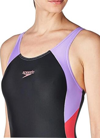 Speedo Siyah - Mor Kadın Lastikli Bel Normal Kalıp Mayo 8-00370916661-  COLBL SPL MBK