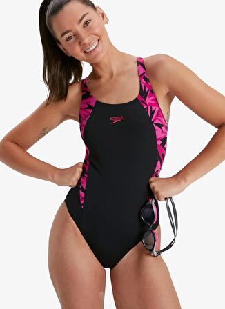 Speedo Siyah - Pembe Kadın Mayo 8-1347016765-SPEEDO HYPERBOOM SPL M