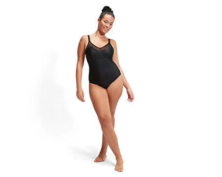 Speedo Spcscu Shpng Mesh 1Pc Af Blk Kadın Yüzücü Mayosu 8-0037000001 Siyah