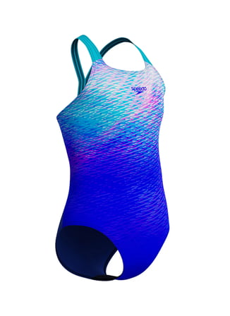 Speedo Mavi Kız Çocuk Desenli Yüzücü Mayosu 8-003733002-SPEEDO PRNT POWERBACK