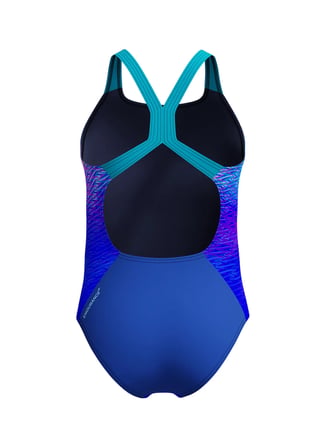 Speedo Mavi Kız Çocuk Desenli Yüzücü Mayosu 8-003733002-SPEEDO PRNT POWERBACK
