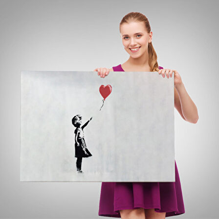 Banksy Kırmızı Balonu Uçup Giden Kız Kanvas Tablosu-5059