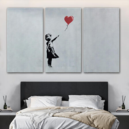 Banksy Kırmızı Balonu Uçup Giden Kız Kanvas Tablosu-5059
